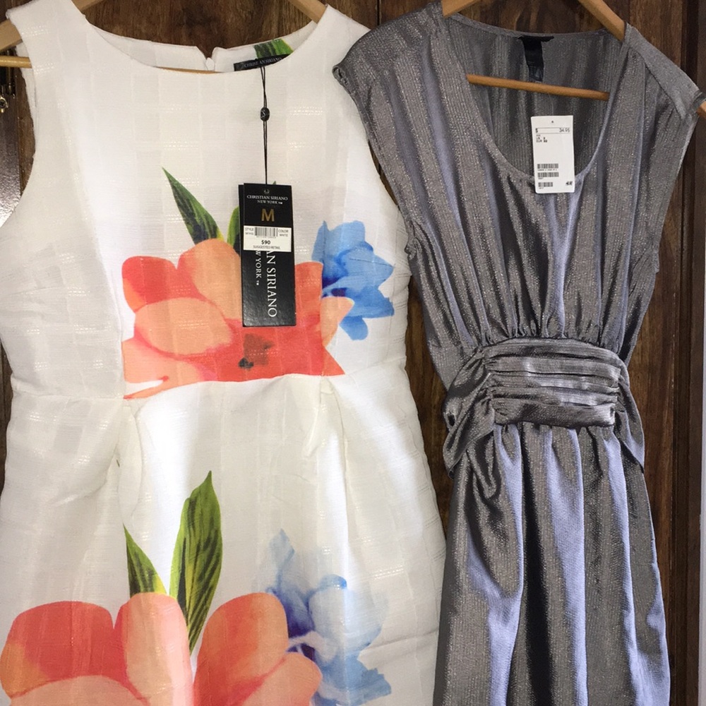 H&M silver dress/Christina Siriano floral dress